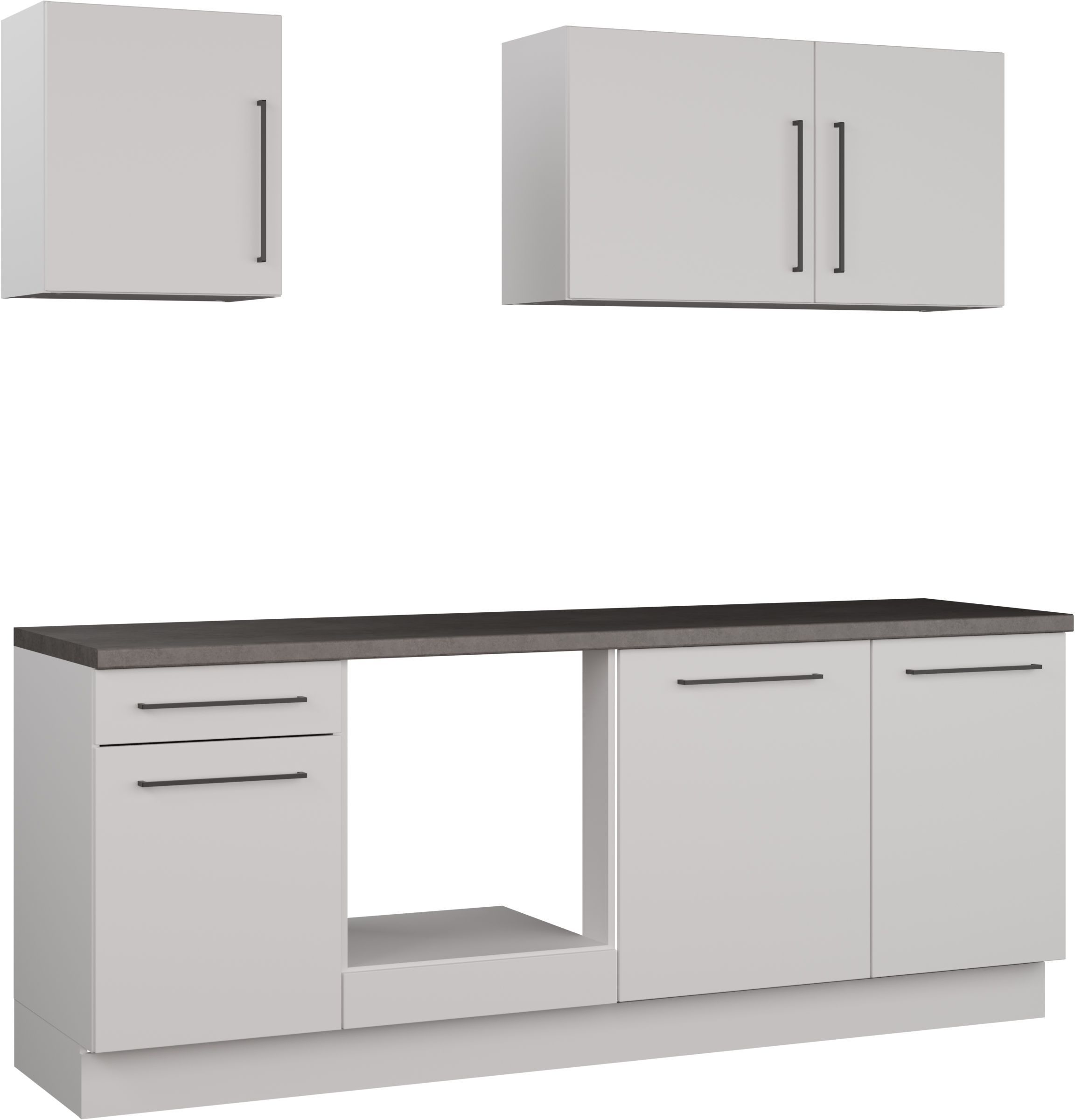 Image secondaire de Bloc Cuisine NOVACOOL Blanc Mat et Gris avec Plan de Travail Inclus - 220 cm