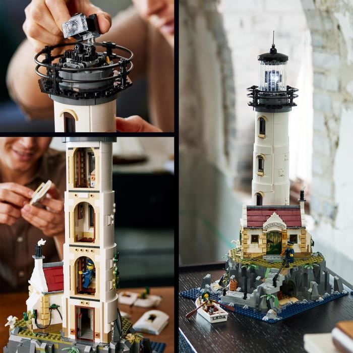 LEGO 21335 Ideas Le Phare Motorisé, Maquette a Construire, Idée Cadeau, Décoration Maison, avec Minifigurines Marin, Activité Manuel