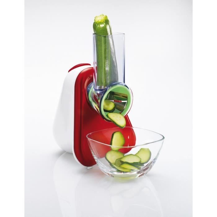 MOULINEX DJ753315 Découpe légume électrique 3-en-1, Cônes couleur amovibles, Hache, Tranche, Râpe, Fabriqué en France, Fresh Express