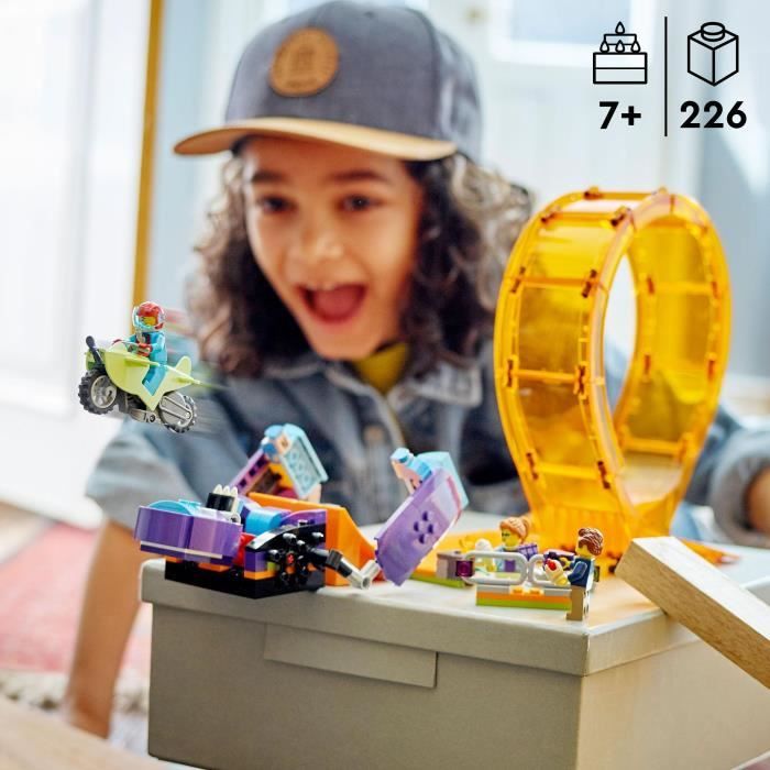 LEGO 60338 City Stuntz Le Looping du Chimpanzé Cogneur, Figurines de Cascadeur Stuntz, Jouet Moto de Cascade, Enfants Des 7 Ans
