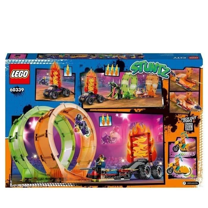LEGO 60339 City Stuntz L'Arene de Cascade avec Double Looping, Monster Truck Jouet, avec Moto, Figurine Cascadeur, Enfants Des 7 Ans