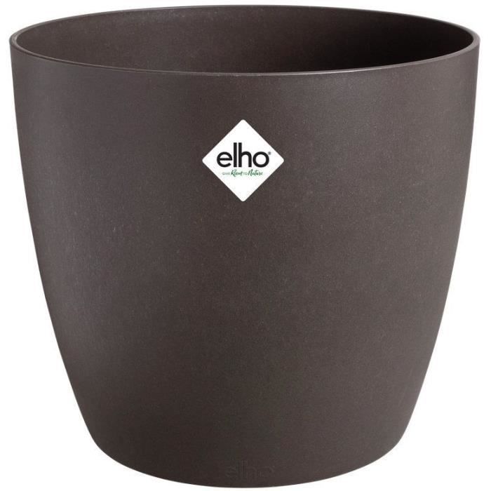 ELHO Lot de 3 pots de fleur rond The Coffee Collection - Ø14xH12,6cm, Ø16xH14,7cm, Ø18xH16,8 cm - 7 L - Marron