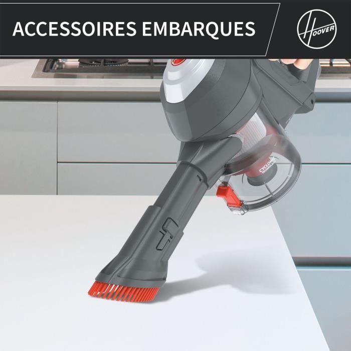 Image secondaire de Aspirateur balai - HOOVER - HF122AH - 22 V - 40 min - 0,9 L - Rouge / Gris