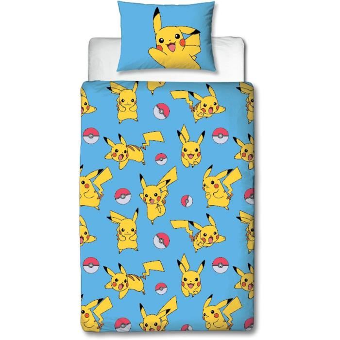 Image secondaire de Parure de lit réversible - POKEMON - Pikachu et ses amis - Microfibre - 1 housse de couette 140 x 200 cm + 1 taie 63 x 63 cm