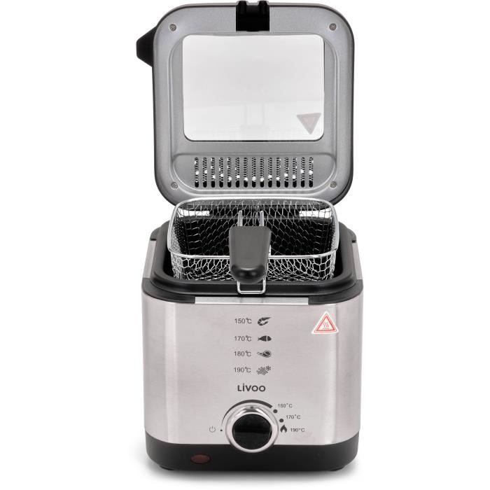 Friteuse 1,5 L - LIVOO - DOC240 - 900W - 1,5L - Cuve fixe antiadhésive - Panier en acier chromé - Thermostat réglable
