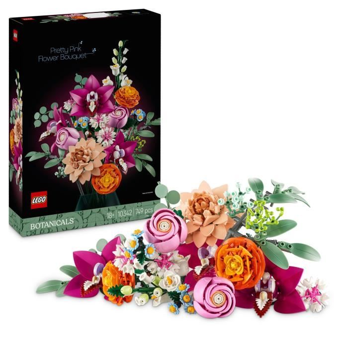 LEGO Botanique 10342 Le joli bouquet de fleurs roses - Set de construction pour adultes