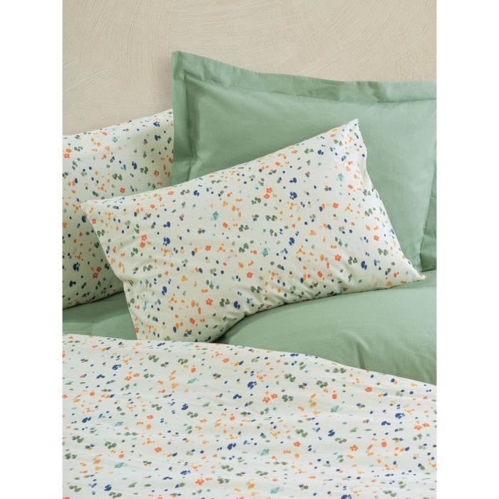 Image secondaire de Parure de lit - 1 housse de couette 220 x 240 cm + 2 taies d'oreiller 60 x 60 cm - 100% coton renforcé - Vert