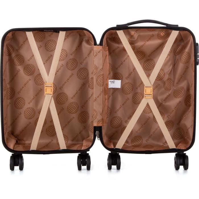 TRAVEL WORLD Valise Trolley 50cm avec 4 Roues Violet Foncé Mixte