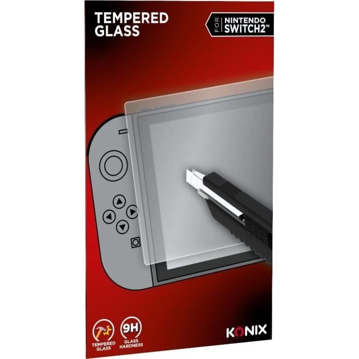 Protection d'écran verre trempé - KONIX - Nintendo Switch 2 - Anti-bulle - Anti-rayures - Indice de dureté 9H - 100 % transparen