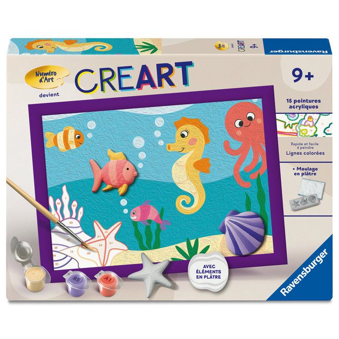 Kit de Peinture par Numéros Ravensburger - Océan 18x24cm pour Enfants