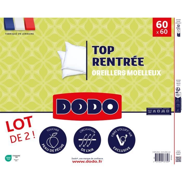 Image secondaire de DODO Lot de 2 Oreillers - Top Rentrée - Oreillers moelleux - 60 x 60 cm