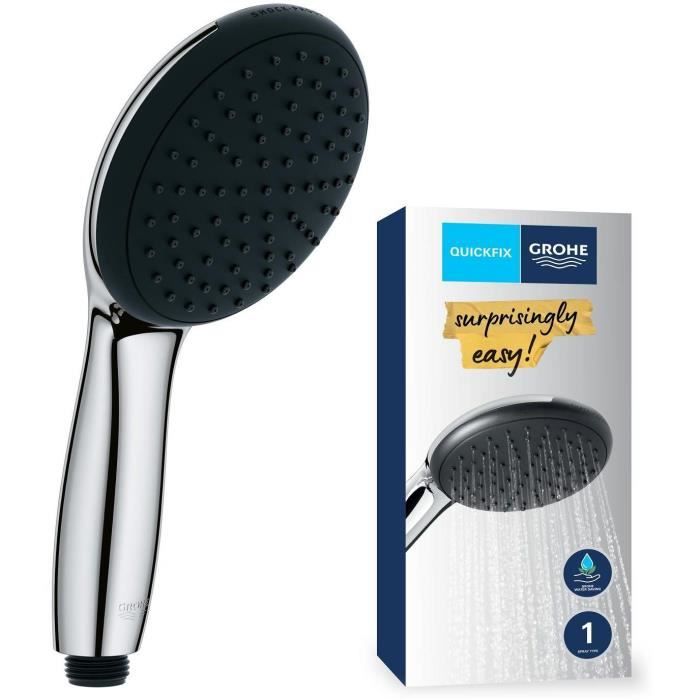 Soffione doccia - GROHE Vitalio Start 110 27940001 - 1 getto pioggia - Risparmio idrico - Processo anticalcare - Cromo