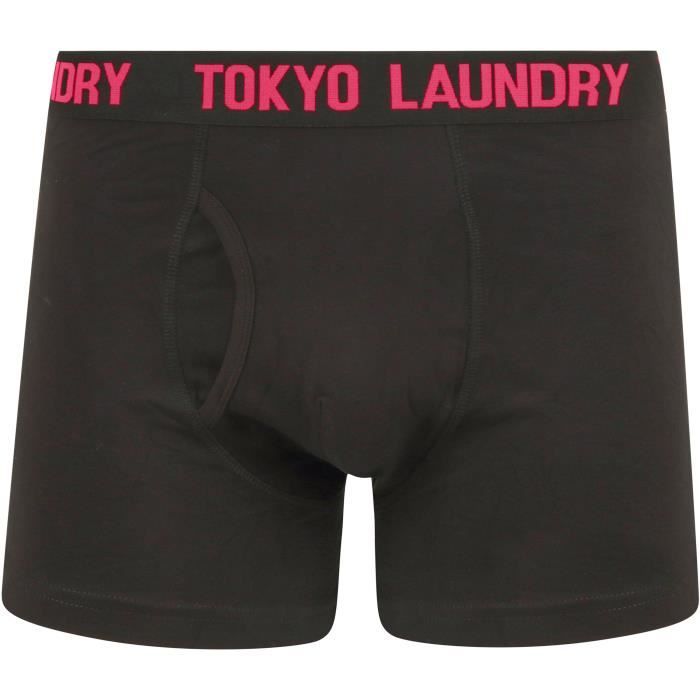 TOKYO LAUNDRY Lot de 2 Boxers Noir/Rose + Noir/Jaune Homme