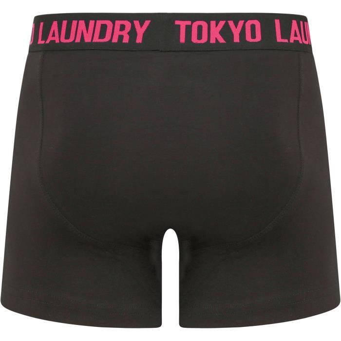 TOKYO LAUNDRY Lot de 2 Boxers Noir/Rose + Noir/Jaune Homme