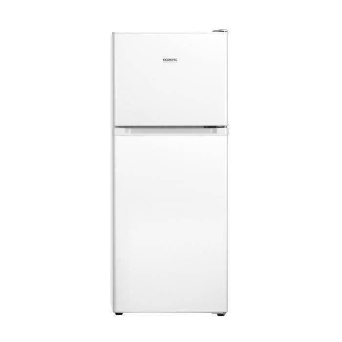 Refrigerateur - Frigo congélateur haut OCEANIC - OCEAF2D206S1 - 206L -  Froid statique - L54 cm x H145 cm - Silver
