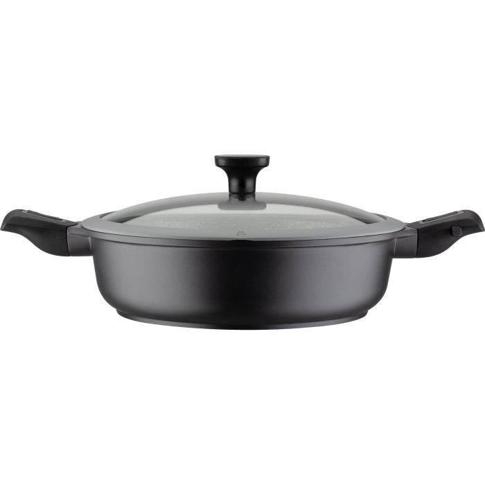 Image secondaire de Poele a frire 28 cm Easy Click en aluminium et plastique avec couvercle en verre - GSW - 167833 - Noir