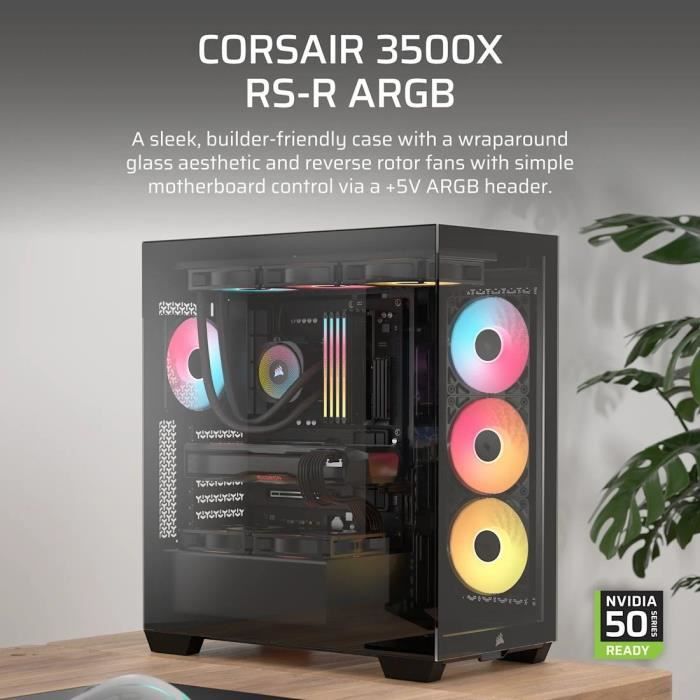 Image secondaire de Boîtier PC CORSAIR 3500X RSR ARGB en Verre Trempé - Noir