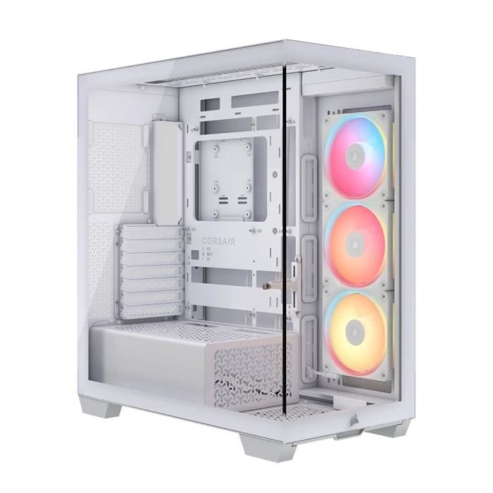 Boîtier PC CORSAIR 3500X LXR LINK - Mid-Tower en Verre Trempé Blanc avec Ventilateurs RGB