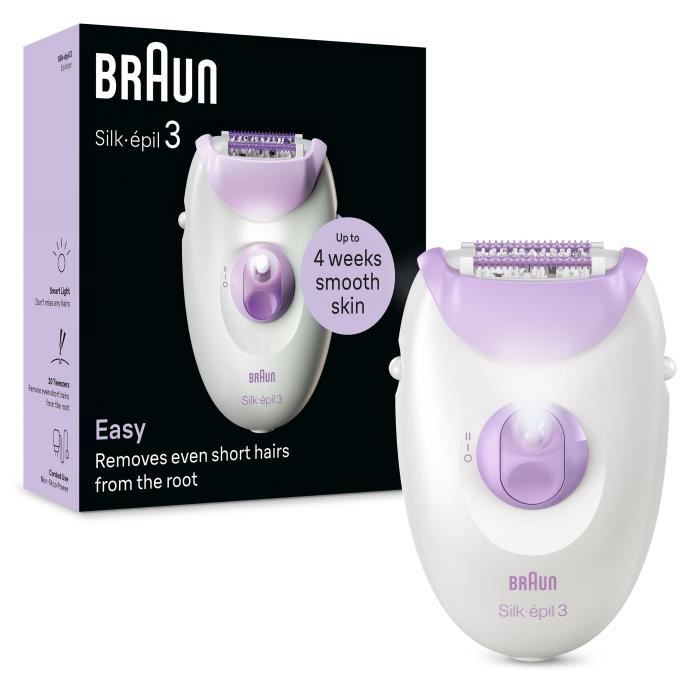 Epilatore elettrico con filo - BRAUN - SILK EPIL 3-000 - 2 velocità - Viola
