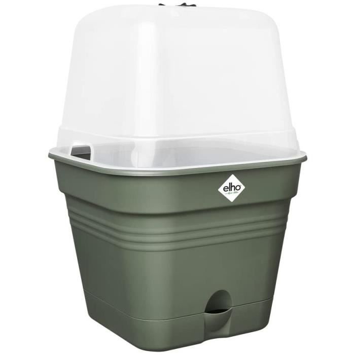 Pentola di fiori quadrati di base verde - plastica - serbatoio - Ø20 - verde foglia