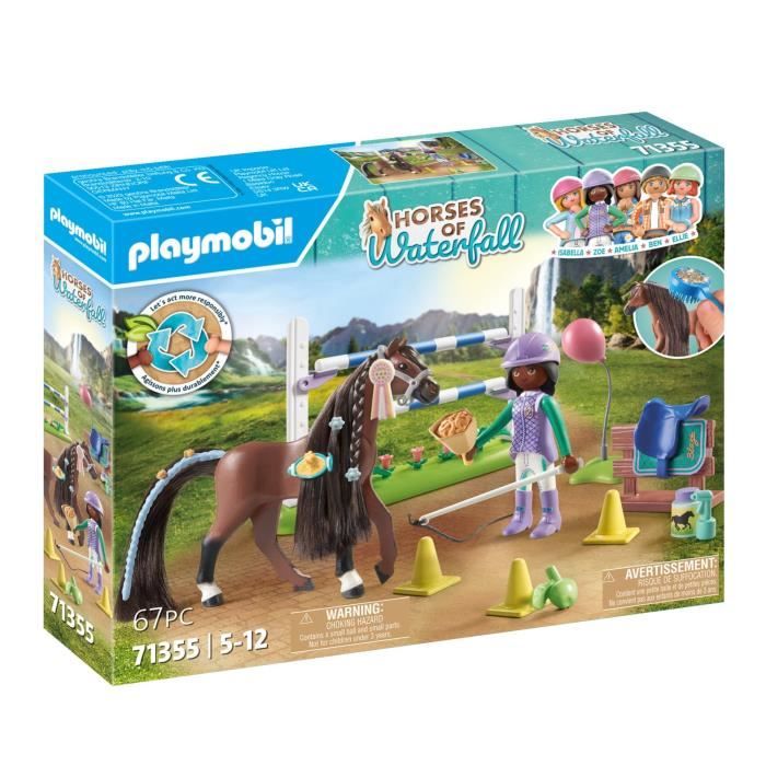 PLAYMOBIL 71355 Zoe & Blaze con percorso a ostacoli - Cavalli della Cascata - Con ostacoli modulari - Dai 5 anni in su