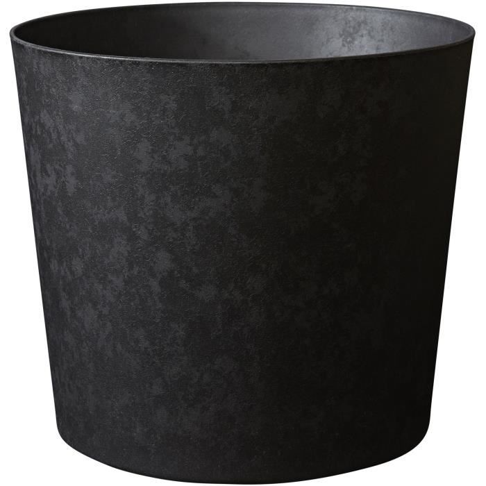 Pot de fleurs conique ELEMENT - Pour intérieur et extérieur - Finition Texturée- Coloris Graphite - Ø60 x H.50 cm - 100L - PoeTIC