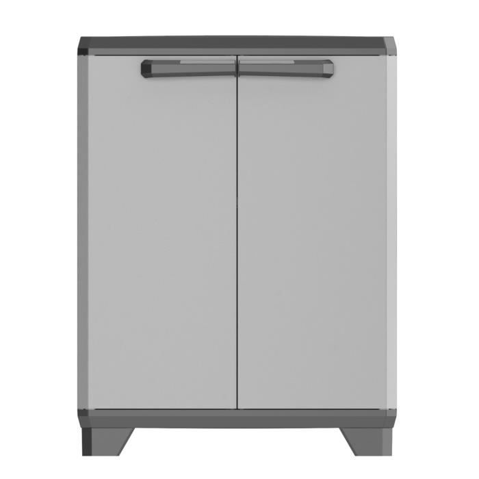 KETER Armoire Basse PLANET - Gris et Noir - 68 x 39 x 90 cm