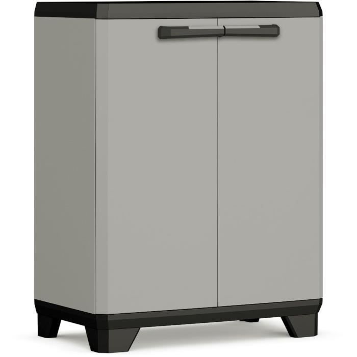 KETER Armoire Basse PLANET - Gris et Noir - 68 x 39 x 90 cm