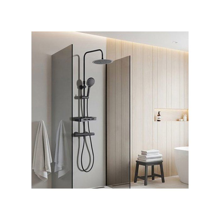 Image secondaire de Colonne de douche moderne avec mitigeur thermostatique - Noir