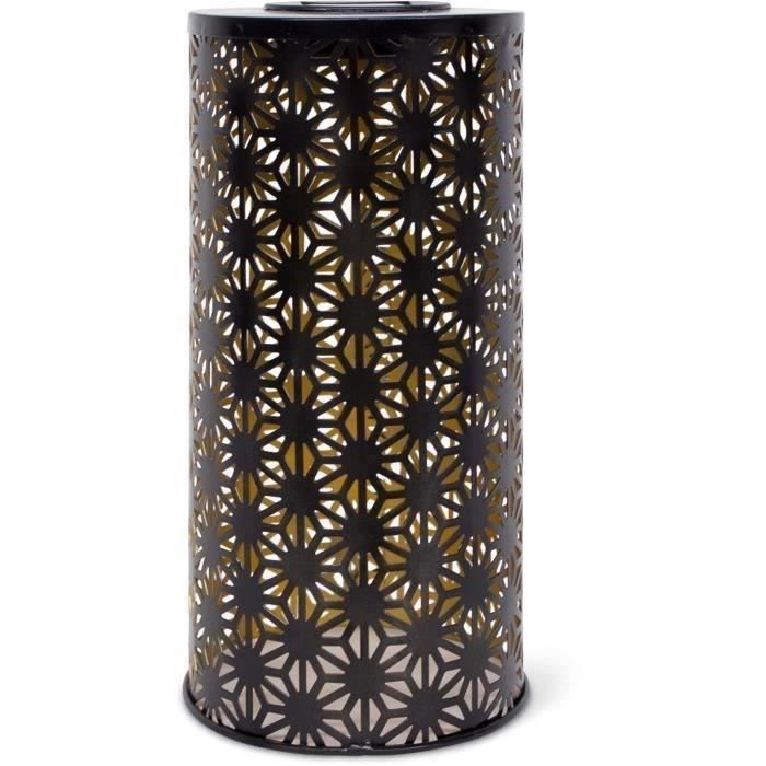 Lampada solare - Colonna GARDEN ID - Oro-Nero Ø15 H30 cm - Luce da 6 a 8 ore - Tasto on/off - Batteria ricaricabile AAA.