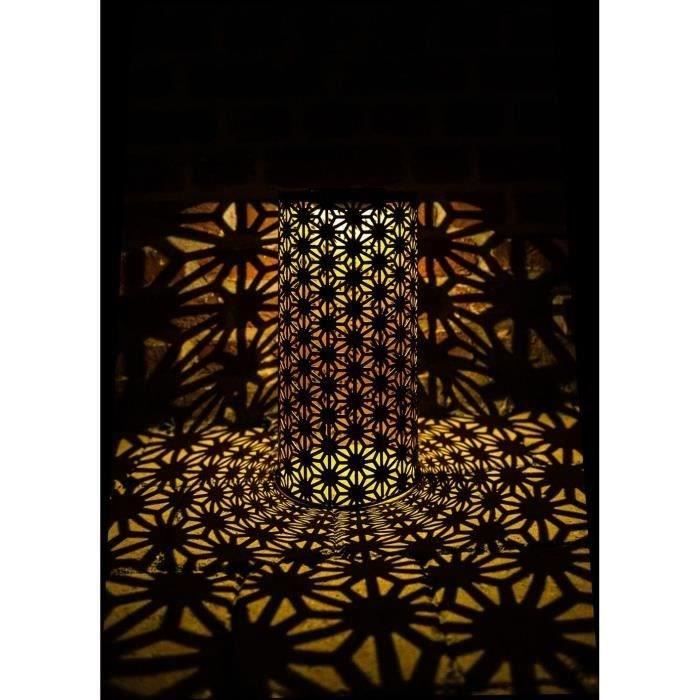 Solar Lamp Column Garden ID Gold-Black 15 cm Diameter 30 cm Height 6 to 8 Hours of Light Rechargeable AAA Battery On-Off Switch