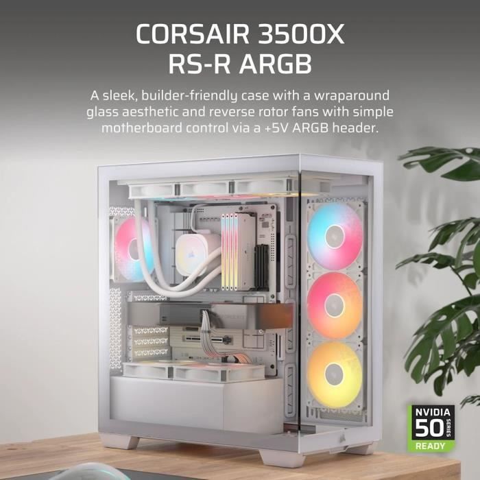 Image secondaire de Boîtier PC CORSAIR 3500X RSR ARGB Blanc avec Ventilateurs Inversés