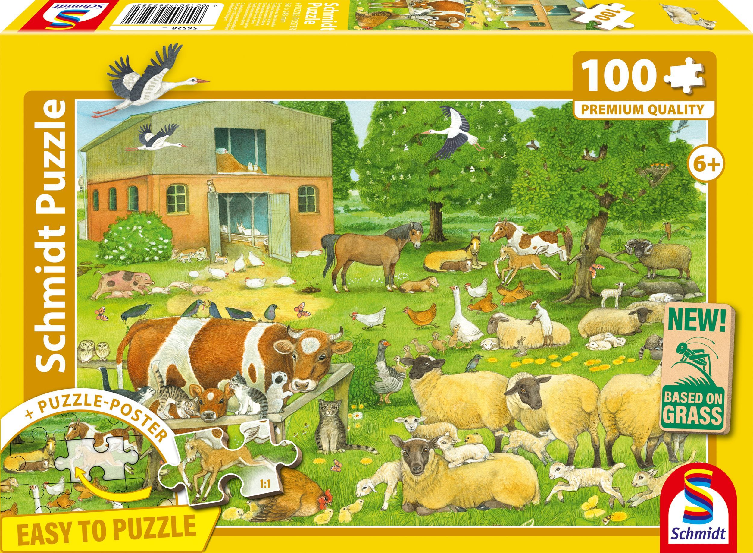 Puzzle Familles d'Animaux à la Ferme - 100 Pièces pour Enfants