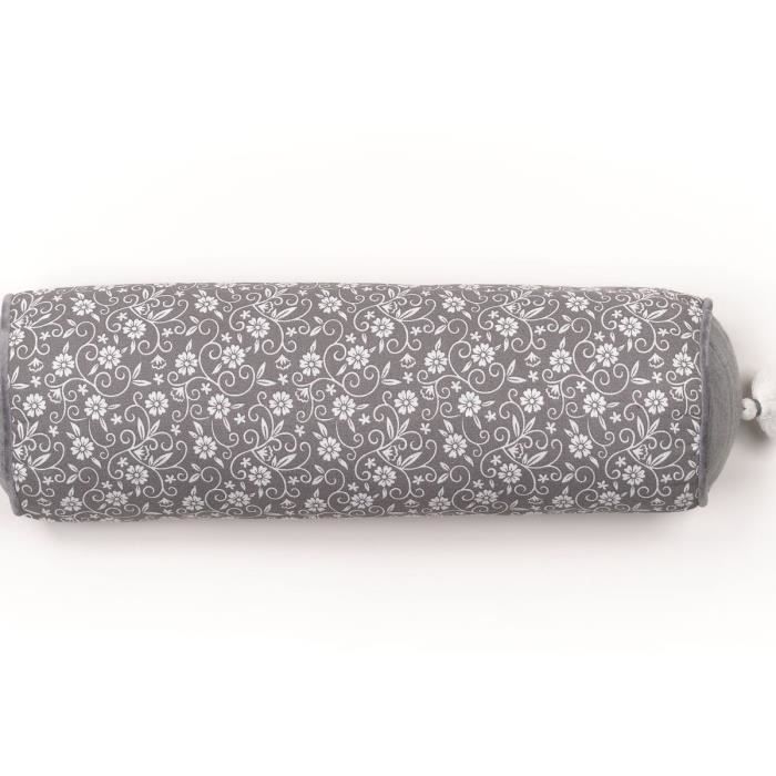 Cuscino Polochon - TODAY - CHARME - Stampa Capucine Grigio Scuro - 45 x 15 cm
