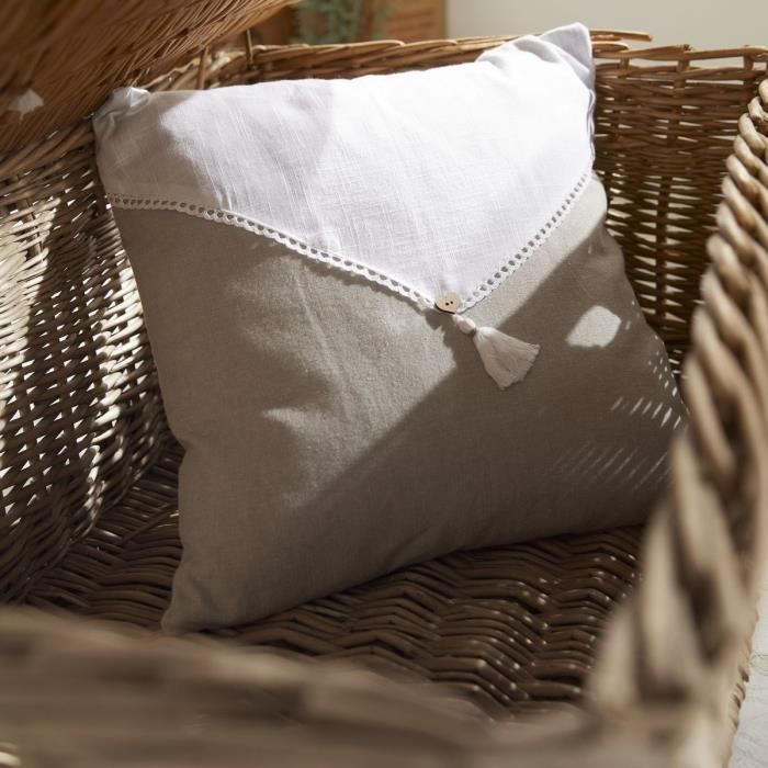 Cuscino - TODAY - CHARME - Slub x Chambray x Pompon Berenice - 40 x 40 cm