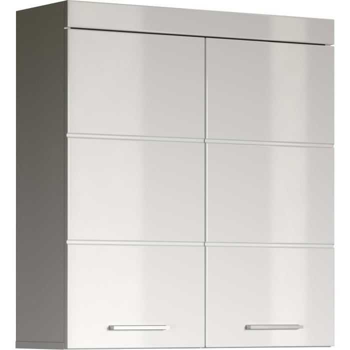 Mobile da bagno alto AMANDA - 2 ante - L73 x P23 x H77 cm - Bianco - TRENDTEAM
