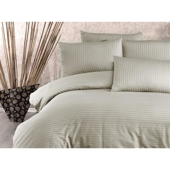 Image secondaire de Parure de lit - 1 housse de couette 220x240 cm + 2 taies d'oreiller 60x60 cm - 80% coton, 20% polyester - Cappuccino