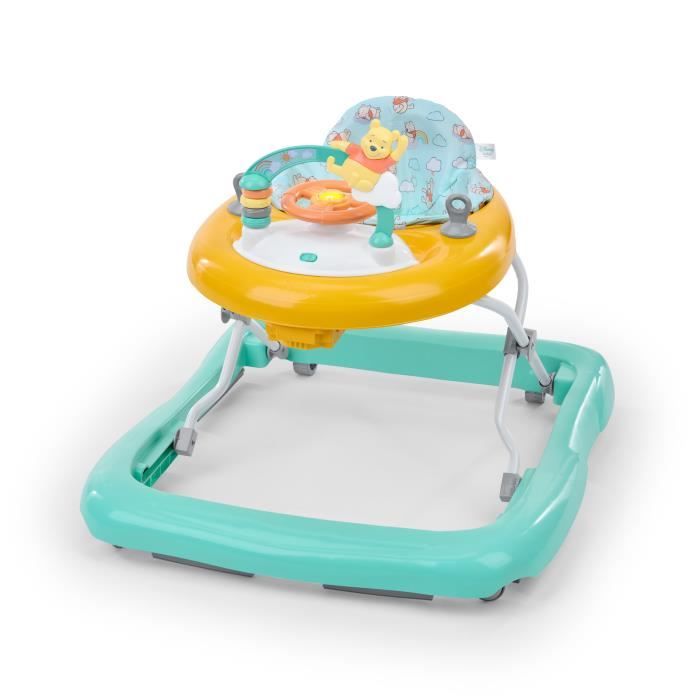 DISNEY BABY -WINNIE- Trotteur bébé évolutif et pliable 2-en-1, Jouet d'éveil amovible intégré, Musique, Lumieres, Hauteur Réglab