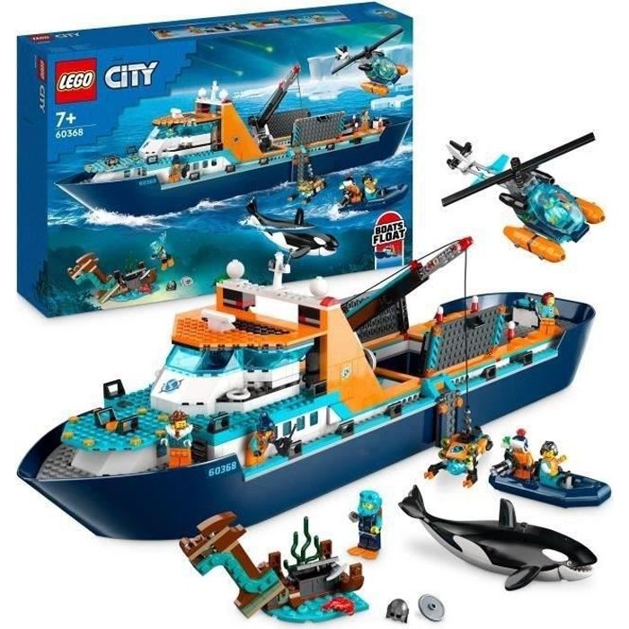LEGO CITY 60368 The Arctic Exploration Ship, gran juguete de bote flotante, regalo para ni�os
