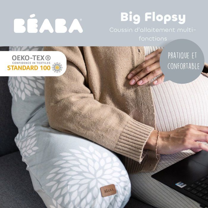 Image secondaire de Coussin de Maternité Big Flopsy™ - Fleurs Grises - BEABA