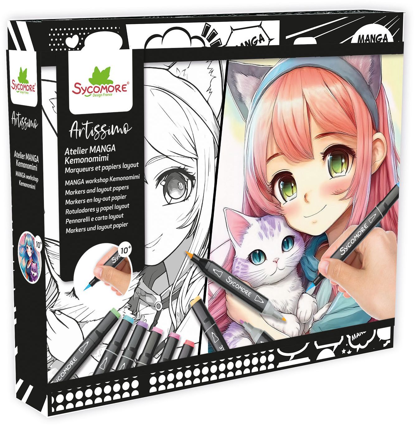 Coffret créatif Kemonomimi avec marqueurs - SYCOMORE