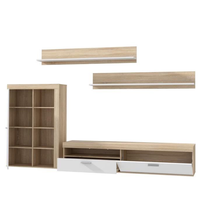 ANKLAM Ensemble Meuble TV - L 213 x P 42 x H 184 cm