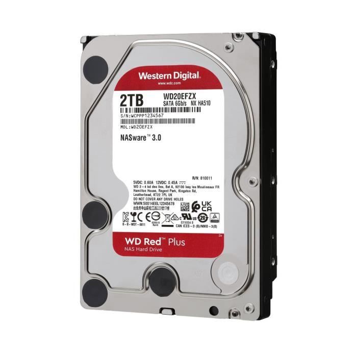 WD Red™ Plus - Disque dur Interne NAS - 2To - 5400 tr/min - 3.5 (WD20EFZX)