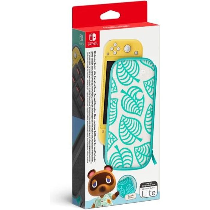 Pochette de transport Edition Animal Crossing : New Horizons et protection d'écran Nintendo Switch Lite