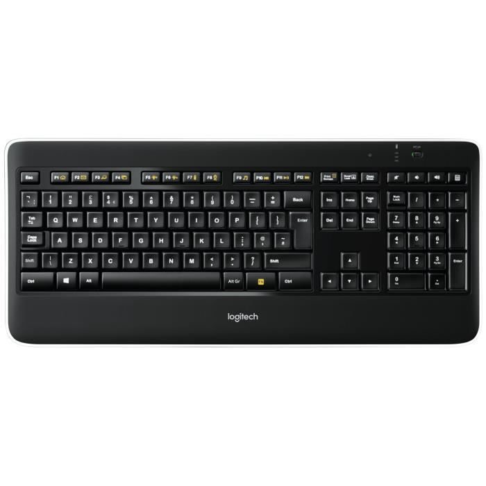 LOGITECH - Clavier retroéclaire sans fil K800 - AZERTY - Noir