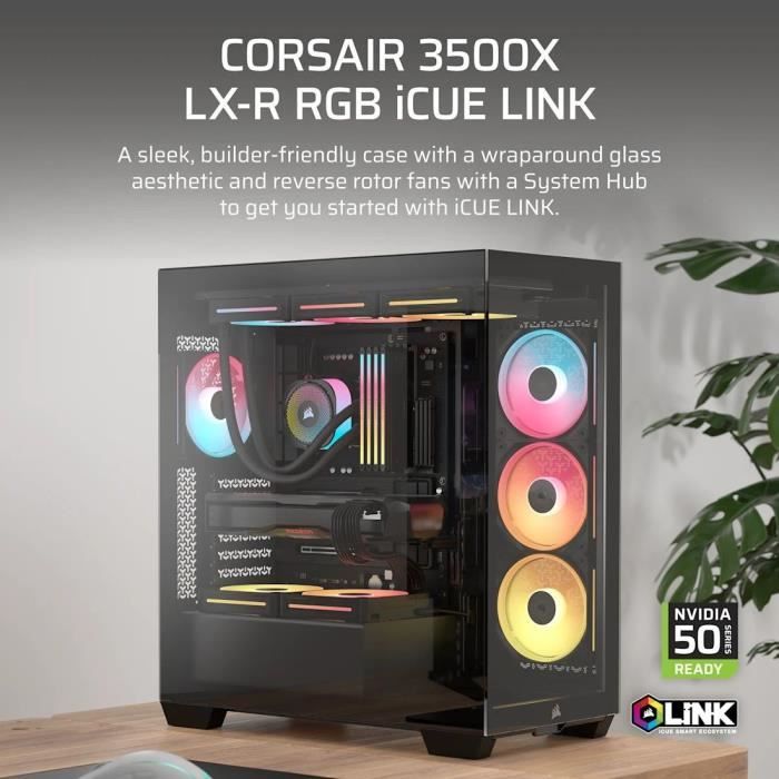 Image secondaire de Boîtier PC CORSAIR 3500X LXR LINK en Verre Trempé avec Ventilateurs RGB