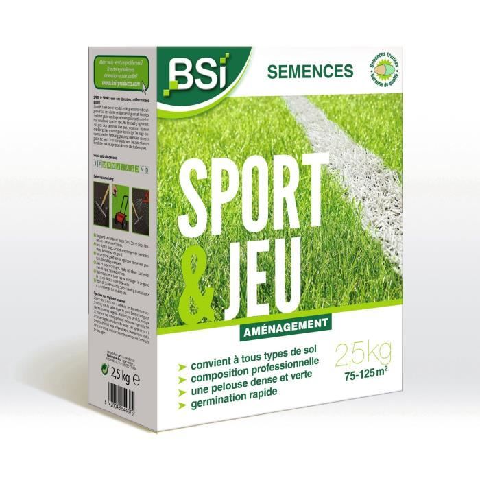 BSI - Sementi per prato - Sport e gioco - Con rivestimento protettivo - Alta qualità - Fino a 125 m² - 2,5 kg