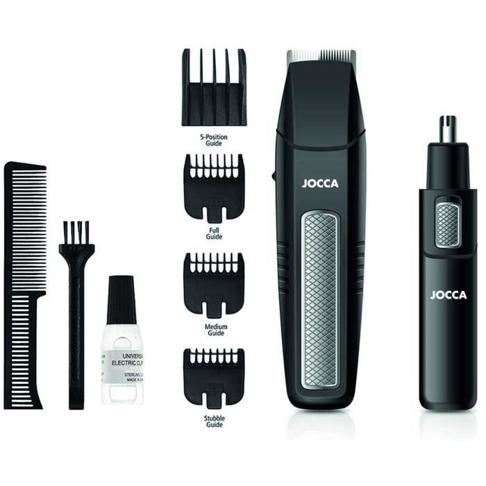 KIT barba 5 in 1 - JOCCA - 1439 - 3V - 4 pettini - Nero e acciaio inox
