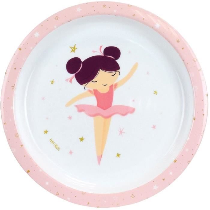 Image secondaire de BALLERINE - Lot vaisselle pour enfant avec verre, assiette creuse, assiette plate, couverts, gourde et boite gouter