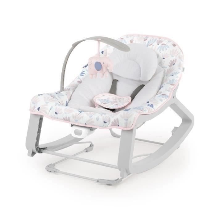 INGENUITY Transat bébé bascule évolutif 3-en-1 Keep Cozy -Burst- 3 Positions: arche avec jouets peluches amovible, jusqu'a 18 kg